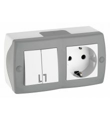 Блок с розеткой и выключателем Mono Electric Octans IP20 104-020001-181