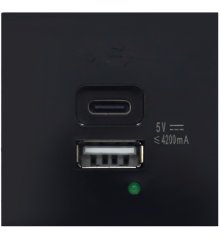 Donel USB зарядное устройство, 4.2A , Type A + C, 2 мод., черн. (45х45мм) DUSB4200ANCF