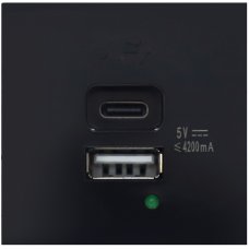 Donel USB зарядное устройство, 4.2A , Type A + C, 2 мод., черн. (45х45мм) DUSB4200ANCF
