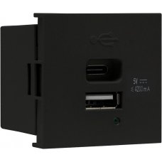 Donel USB зарядное устройство, 4.2A , Type A + C, 2 мод., черн. матовая (45х45мм) DUSB4200ANF