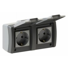 Блок с розетками влагозащищенными с заземлением и крышкой Mono Electric Octans IP54 154-020007-120