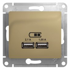 Systeme Electric Glossa Титан Розетка USB 5В/2,1А, 2х5В/1,05А
