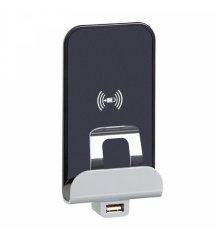 Legrand Etika Белый Беспроводное зарядное устройство Qi 1А с дополнительным разьемом USB A 5В 2,4А