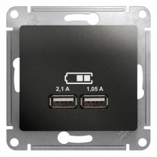 Systeme Electric Glossa Антрацит Розетка USB 5В/2,1А, 2х5В/1,05А