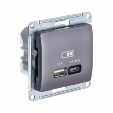 Systeme Electric Glossa Сиреневый туман USB Розетка A + тип-C 45W высокоскор.заряд. QC, PD, мех.
