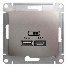 Systeme Electric Glossa Платина Розетка USB A+С, 5В/2,4А, 2х5В/1,2А