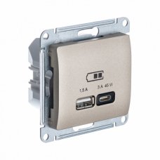 Systeme Electric Glossa Титан USB Розетка A + тип-C 45W высокоскор.заряд. QC, PD, мех.