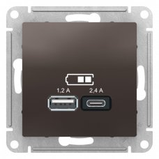 ATLASDESIGN USB РОЗЕТКА А+С, 5В/2,4А, 2х5В/1,2А, механизм, МОККО
