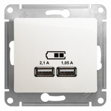 Systeme Electric Glossa Перламутр Розетка USB 5В/2,1А, 2х5В/1,05А