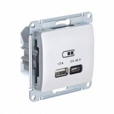 Systeme Electric Glossa Перламутр USB Розетка A + тип-C 45W высокоскор.заряд. QC, PD, мех.