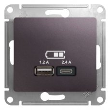 Systeme Electric Glossa Сиреневый туман Розетка USB A+С, 5В/2,4А, 2х5В/1,2А