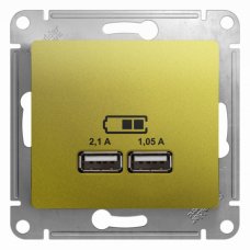 Systeme Electric Glossa Фисташковый Розетка USB 5В/2,1А, 2х5В/1,05А