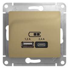 Systeme Electric Glossa Титан Розетка USB A+С, 5В/2,4А, 2х5В/1,2А