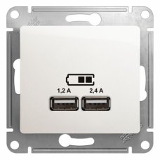 Systeme Electric Glossa Перламутр USB Розетка A+С, 5В/2,4А, 2х5В/1,2 А