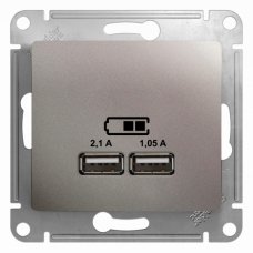 Systeme Electric Glossa Платина Розетка USB 5В/2,1А, 2х5В/1,05А