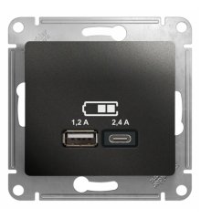 Systeme Electric Glossa Антрацит Розетка USB A+С, 5В/2,4А, 2х5В/1,2А