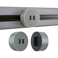 Трековая розетка Am-track-sockets 380011TS/USBx2 Grey