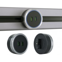 Трековая розетка Am-track-sockets 380066TS LED/USBx2 Grey