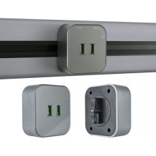 Трековая розетка Am-track-sockets 380022TS/USBx2 Grey