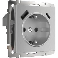 Розетка Встраиваемые механизмы серебряный рифленый W1171709