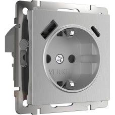 Розетка Встраиваемые механизмы серебряный рифленый W1171709